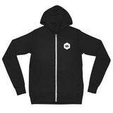 zip up hoodie with thinking big emblem on the back and front