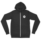 zip up hoodie with thinking big emblem on the back and front