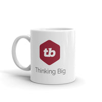 white mug with thinking big logo 