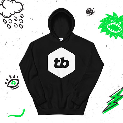 pull over hoodie with thinking big emblem on the front